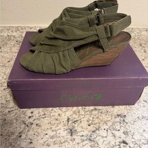 Blowfish Olive Wedge Sandals
